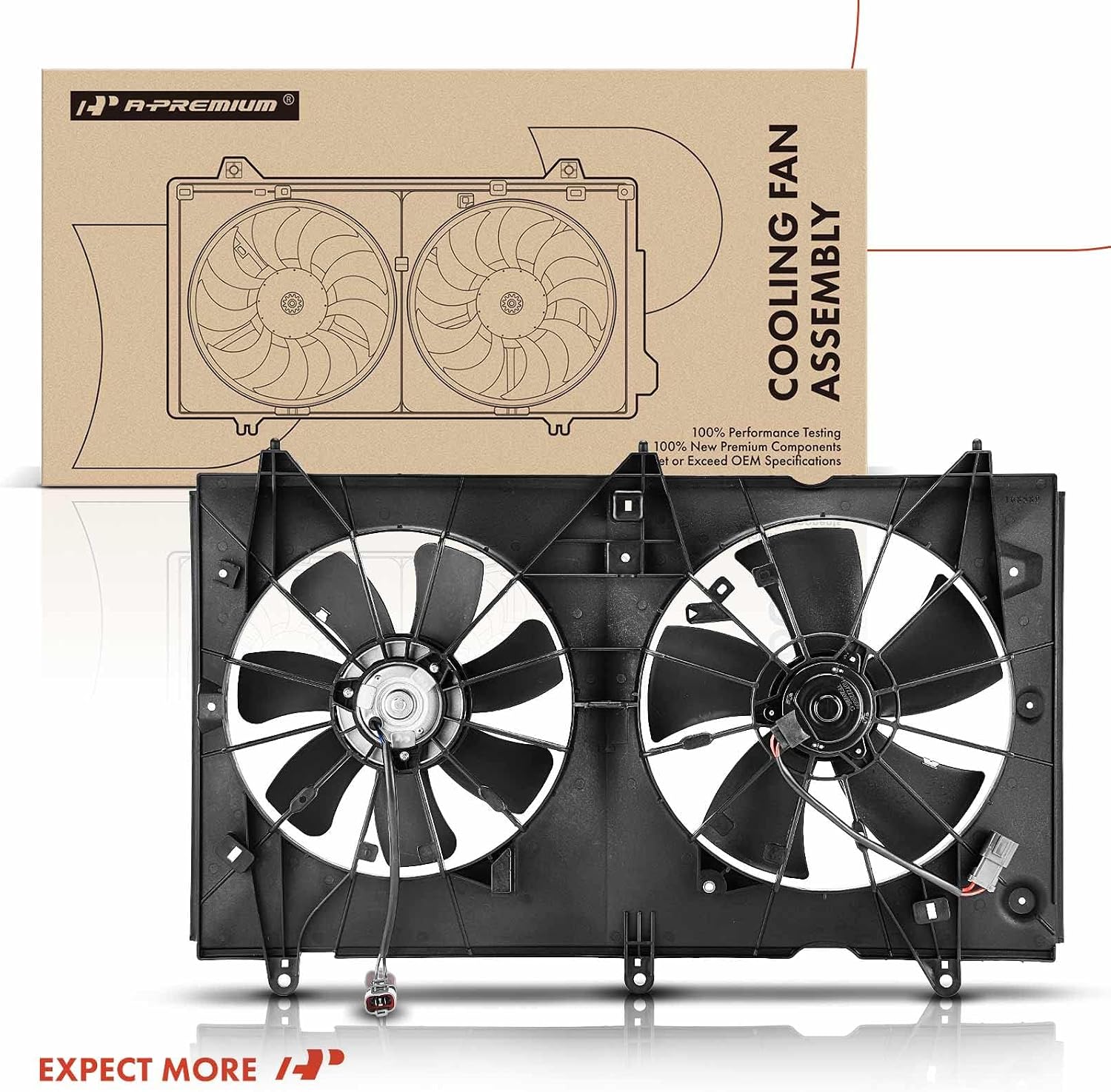 A-Premium Engine Radiator Cooling Fan Assembly Compatible with Select Honda Models - Accord 2003 2004 2005 2006 2007 - Replace# 19020PND003, 38611RAAA01